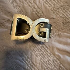 Dolce & Gabbana Black Belt with Silver DG Buckle